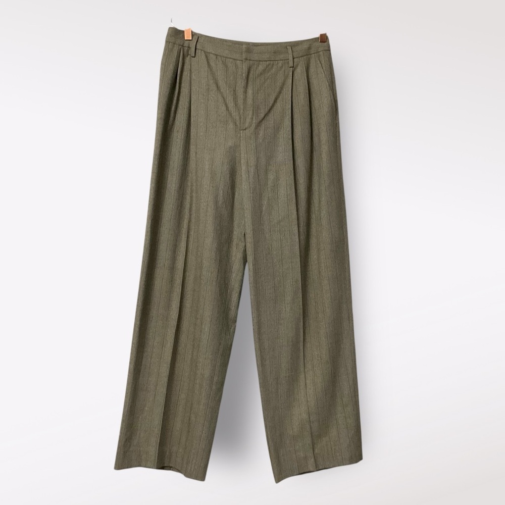 Linda Allard Ellen Tracy Brown Pant‎ SZ 12 Trouser Pleats Stripes Women Business